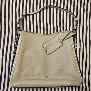 Henri Bendel Noho Laced Gusset Convertible Hobo Bag Leather GUC